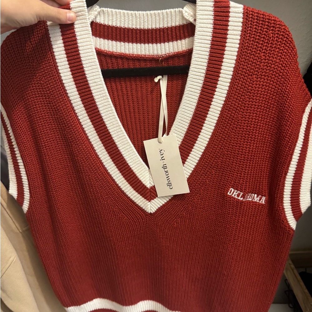 Red V-Neck Sweater Vest